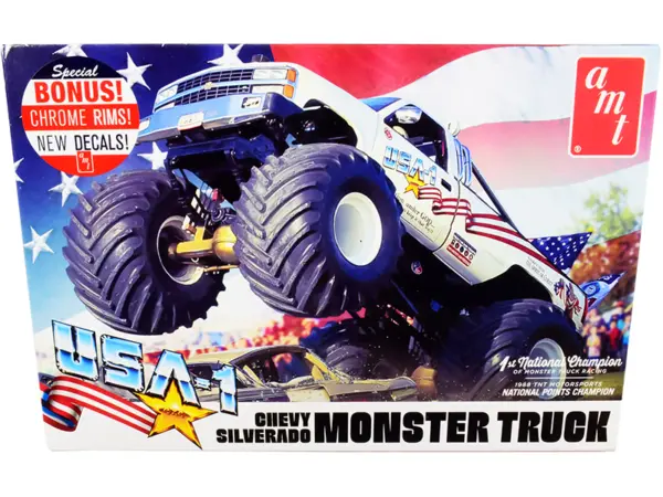 Skill 2 Model Kit Chevrolet Silverado "USA-1" Monster Truck 1/25 Scale Model by AMT #1