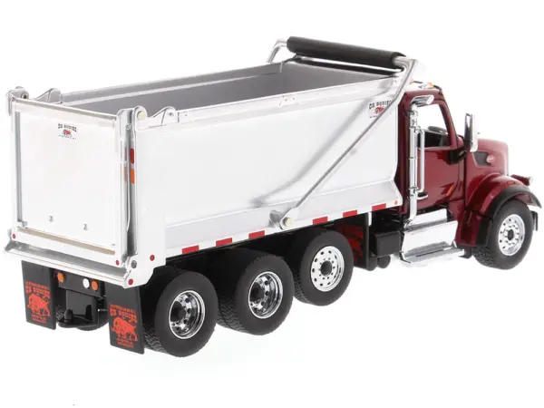 Peterbilt 567 SFFA Tandem Axle with Pusher Axle OX Stampede Dump Truck Red and Chrome "Transport Series" 1/50 Diecast Model by Diecast Masters #2