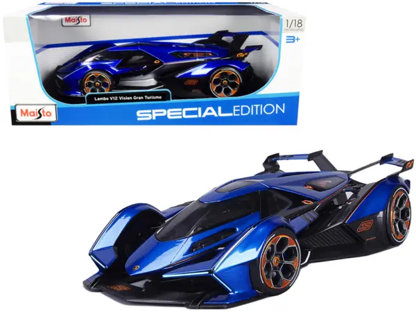 Lamborghini V12 Vision Gran Turismo Blue Metallic 1/18 Diecast Model Car by Maisto #1