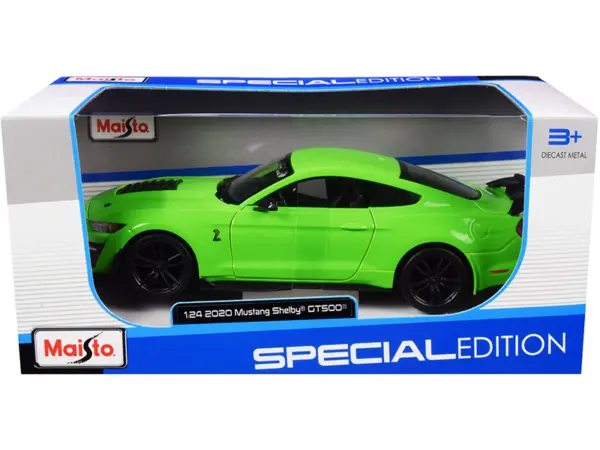 2020 Ford Mustang Shelby GT500 Bright Green 1/24 Diecast Model Car by Maisto #1