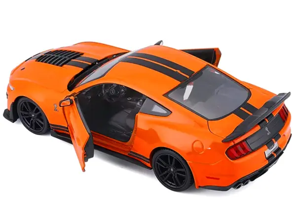 2020 Ford Mustang Shelby GT500 Bright Orange with Black Stripes 1/24 Diecast Model Car by Maisto #2