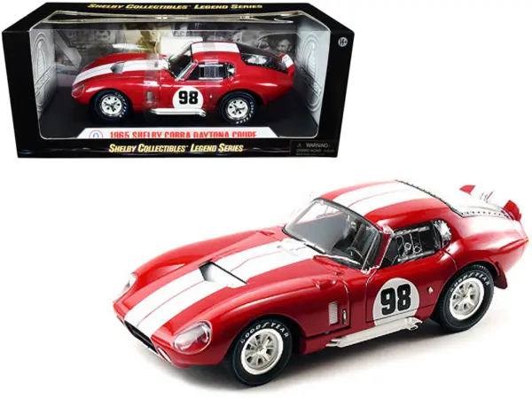 1965 Shelby Cobra Daytona Coupe #98 Red with White Stripes 1/18 Diecast Model Car by Shelby Collectibles #1