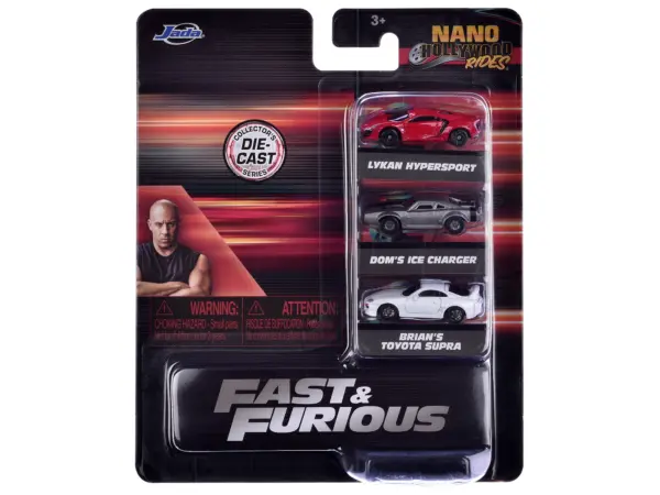 "Fast & Furious" Movie 3 piece Set Series 4 "Nano Hollywood Rides" Series Diecast Model Cars by Jada #3