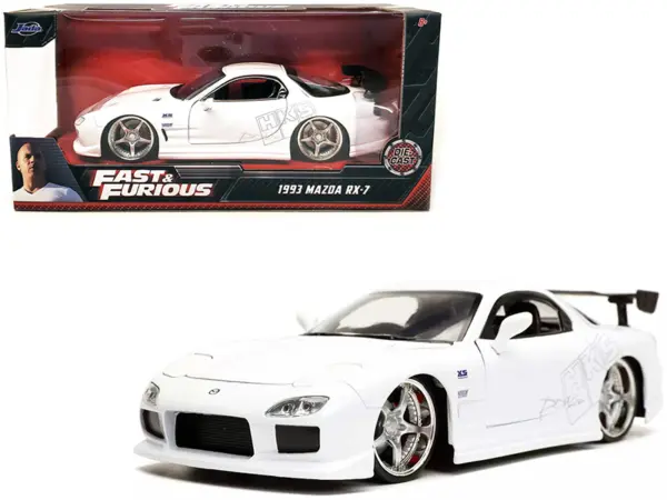1993 Mazda RX-7 "HKS" White "Fast & Furious" Movie 1/24 Diecast Model Car by Jada #1