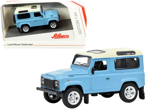 Land Rover Defender Light Blue with Cream Top 1/64 Diecast Model Car by Schuco #1