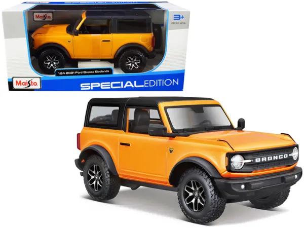 2021 Ford Bronco Badlands Orange Metallic with Black Top "Special Edition" 1/24 Diecast Model Car by Maisto #1