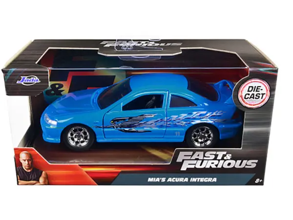 Mia's Acura Integra Light Blue with Graphics "Fast & Furious" Movie 1/32 Diecast Model Car by Jada #3