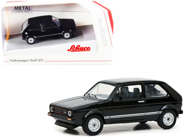 Volkswagen Golf GTI Black with Silver Stripes 1/64 Diecast Model Car by Schuco #1