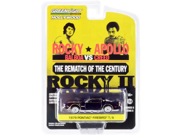 1979 Pontiac Firebird Trans Am T/A Black with Hood Bird "Rocky II" (1979) Movie "Hollywood Series" Release 5 1/64 Diecast Model Car by Greenlight #1
