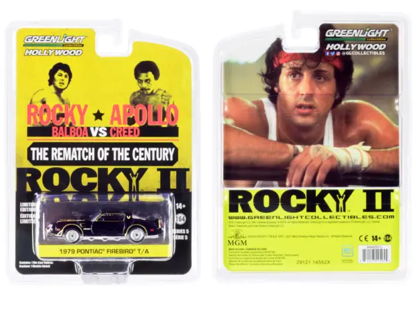 1979 Pontiac Firebird Trans Am T/A Black with Hood Bird "Rocky II" (1979) Movie "Hollywood Series" Release 5 1/64 Diecast Model Car by Greenlight #3
