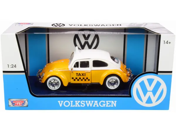 1966 Volkswagen Beetle "Taxi" Yellow with White Top 1/24 Diecast Model Car by Motormax #2