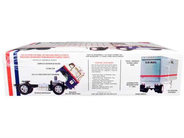 Skill 3 Model Kit Ford C900 Truck Tractor with Trailer "U.S. Mail" 1/25 Scale Model by AMT #3