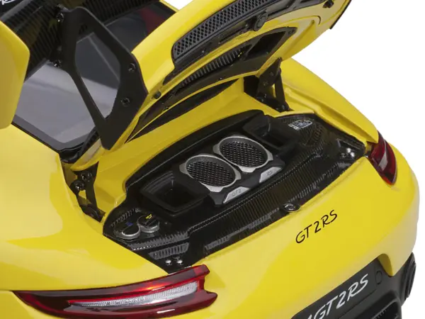 Porsche 911 (991.2) GT2 RS Weissach Package Racing Yellow with Carbon Stripes 1/18 Model Car by Autoart #4