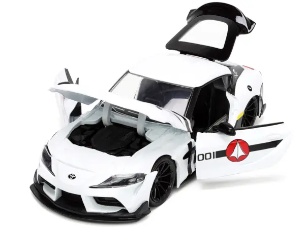 2020 Toyota Supra White and Roy Focker Diecast Figurine "Robotech" "Hollywood Rides" Series 1/24 Diecast Model Car by Jada #2