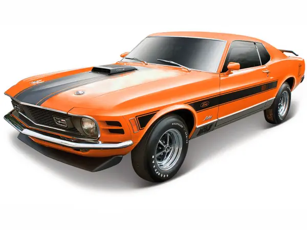 1970 Ford Mustang Mach 1 428 "Twister Special" Orange with Black Stripes "Special Edition" 1/18 Diecast Model Car by Maisto #2