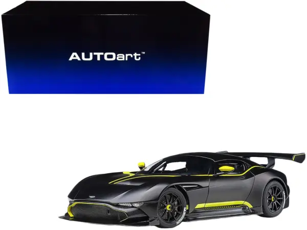 Aston Martin Vulcan Matt Black with Lime Green Stripes 1/18 Model Car by Autoart #1
