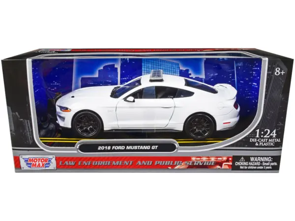 2018 Ford Mustang GT Police Car Unmarked Plain White "Law Enforcement and Public Service" Series 1/24 Diecast Model Car by Motormax #1