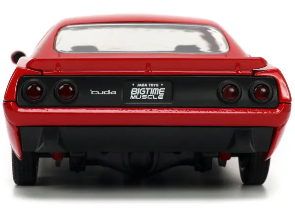 1973 Plymouth Barracuda Red with Black Stripes "Bigtime Muscle" Series 1/24 Diecast Model Car by Jada #5