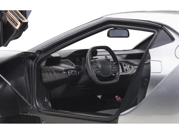 2017 Ford GT Ingot Silver Metallic with Black Stripes 1/12 Model Car by Autoart #4