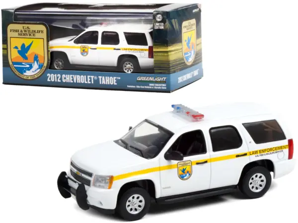 2012 Chevrolet Tahoe White with Yellow Stripes "U.S. Fish & Wildlife Service Law Enforcement" 1/43 Diecast Model Car by Greenlight #1