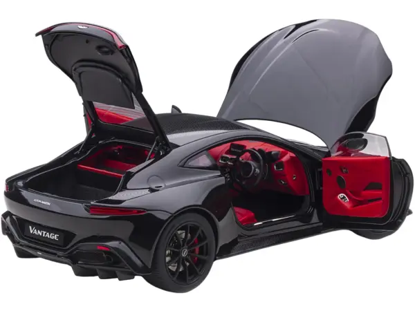 2019 Aston Martin Vantage RHD (Right Hand Drive) Jet Black with Red Interior 1/18 Model Car by Autoart #2