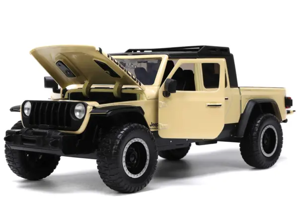 2020 Jeep Gladiator Rubicon Pickup Truck Cream with Roof Rack with Extra Wheels "Just Trucks" Series 1/24 Diecast Model Car by Jada #2