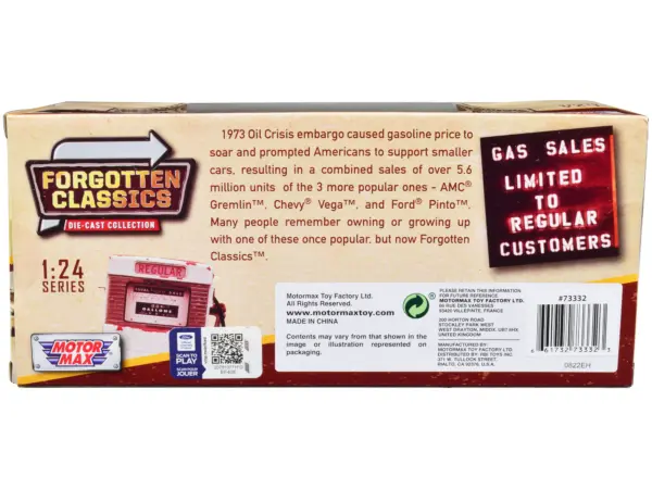 1974 Ford Maverick Grabber White with Orange Stripes "Forgotten Classics" Series 1/24 Diecast Model Car by Motormax #2