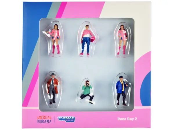 "Race Day 2" 6 piece Diecast Figure Set for 1/64 Scale Models by Tarmac Works & American Diorama #1