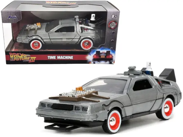DeLorean DMC (Time Machine) Brushed Metal "Back to the Future Part III" (1990) Movie "Hollywood Rides" Series 1/32 Diecast Model Car by Jada #1