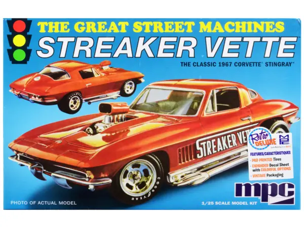 Skill 2 Model Kit 1967 Chevrolet Corvette Stingray "Streaker Vette" "The Great Street Machines" Series 1/25 Scale Model Car by MPC #1