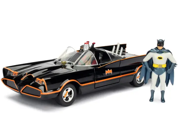 Model Kit Classic Batmobile Black with Batman Diecast Figure "Batman" (1966-1968) TV Series "Build N' Collect" 1/24 Diecast Model Car by Jada #3