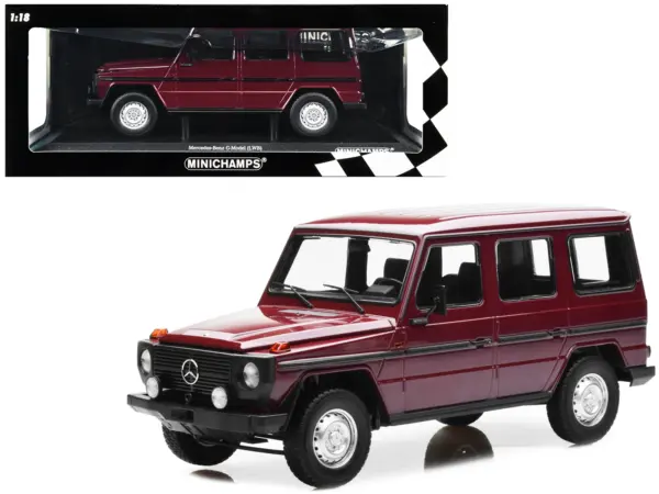 1980 Mercedes-Benz G-Model (LWB) Dark Red with Black Stripes Limited Edition to 402 pieces Worldwide 1/18 Diecast Model Car by Minichamps #1