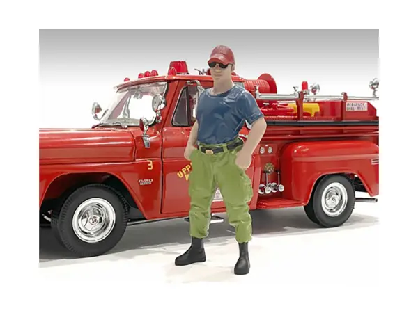 "Firefighters" 6 piece Figure Set (4 Males 1 Dog 1 Accessory) for 1/18 Scale Models by American Diorama #5