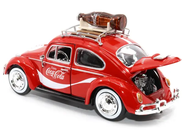 1966 Volkswagen Beetle Red "Enjoy Coca-Cola" with Roof Rack and Accessories 1/24 Diecast Model Car by Motor City Classics #3