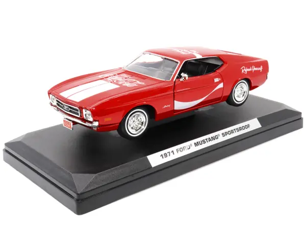 1971 Ford Mustang Sportsroof Red with White Stripes "Refresh Yourself - Coca-Cola" 1/24 Diecast Model Car by Motor City Classics #4