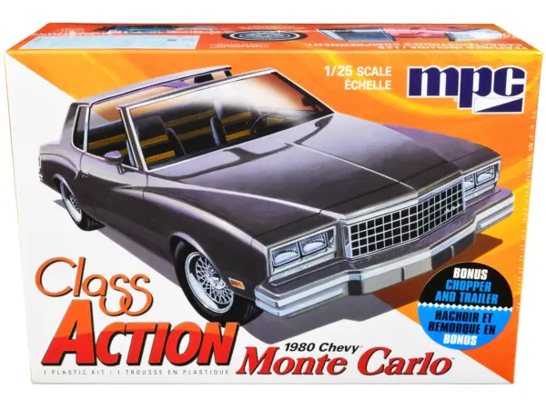 Skill 2 Model Kit 1980 Chevrolet Monte Carlo "Class Action" with Motorcycle and Trailer (Skill 2) 1/25 Scale Model Car by MPC #1
