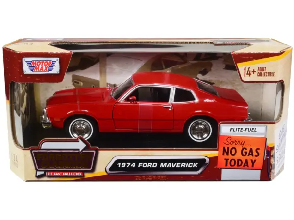 1974 Ford Maverick Red "Forgotten Classics" Series 1/24 Diecast Model Car by Motormax #1