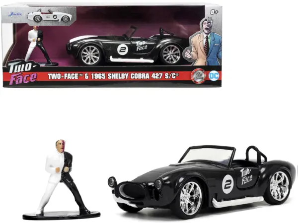 1965 Shelby Cobra 427 S/C #2 Black Metallic and White and Harvey Two-Face Diecast Figure "Batman" "Hollywood Rides" Series 1/32 Diecast Model Car by Jada #1