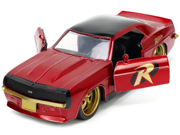 1969 Chevrolet Camaro Dark Red Metallic with Black Top and Robin Diecast Figure "Batman" "Hollywood Rides" Series 1/32 Diecast Model Car by Jada #2