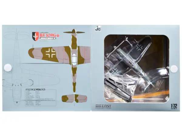 Messerschmitt Luftwaffe BF 109G-6 Fighter Plane "Jagdgeschwader 52 Eastern Front 1943 Erich Hartmann" with Display Stand Limited Edition to 600 pieces Worldwide 1/72 Diecast Model by JC Wings #4