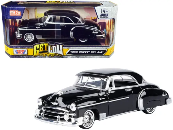 1950 Chevrolet Bel Air Lowrider Black "Get Low" Series 1/24 Diecast Model Car by Motormax #1