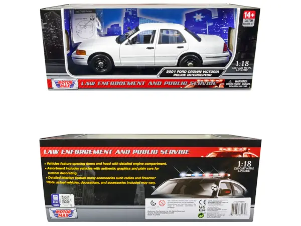 2001 Ford Crown Victoria Police Car Unmarked White "Custom Builder's Kit" Series 1/18 Diecast Model Car by Motormax #3