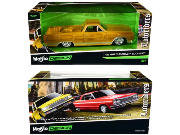 1965 Chevrolet El Camino Lowrider Gold Metallic with Graphics "Lowriders" Series 1/25 Diecast Model Car by Maisto #3