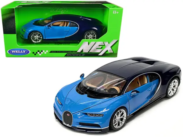 Bugatti Chiron Blue and Dark Blue Two-Tone "NEX Models" Series 1/24 Diecast Model Car by Welly #1