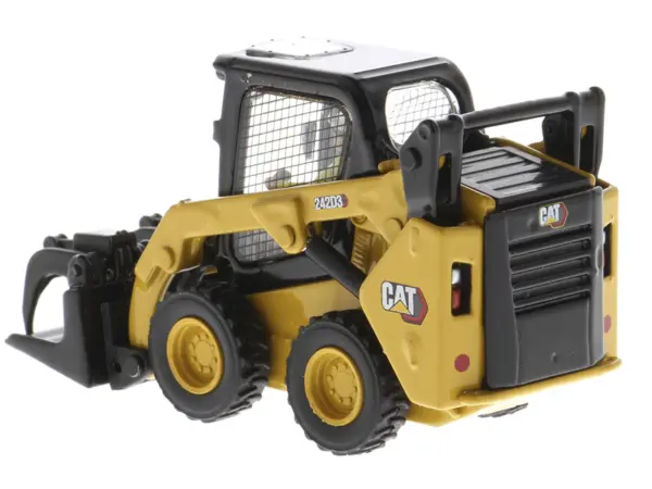 CAT Caterpillar 242D3 Wheeled Skid Steer Loader with Work Tools and Operator Yellow "High Line Series" 1/50 Diecast Model by Diecast Masters #4