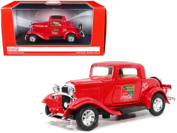1932 Ford Coupe "Coca-Cola" Red with Black Top 1/43 Diecast Model Car by Motor City Classics #1
