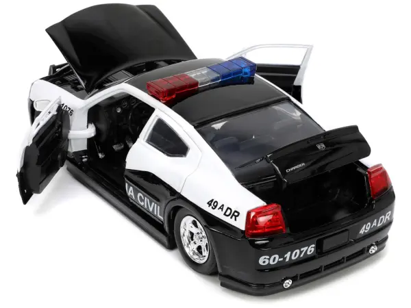2006 Dodge Charger Police Black and White "Policia Civil" "Fast & Furious" Series 1/24 Diecast Model Car by Jada #4
