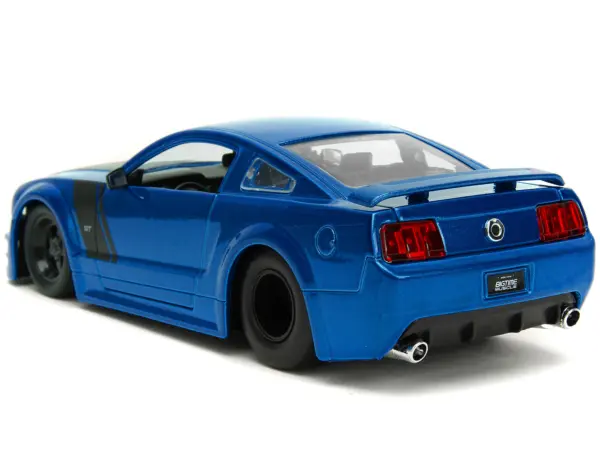 2006 Ford Mustang GT Blue Metallic with Matt Black Hood and Stripes "Bigtime Muscle" Series 1/24 Diecast Model Car by Jada #5