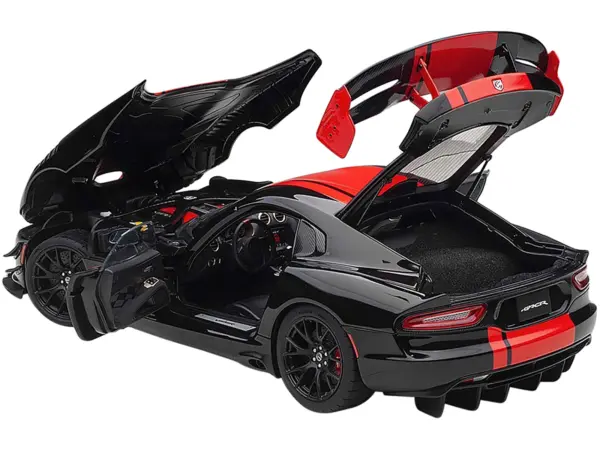 2017 Dodge Viper 1:28 Edition ACR Black with Red Stripes 1/18 Model Car by Autoart #2