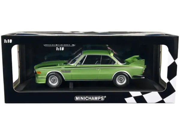 1973 BMW 3.0 CSL Green Metallic with Black Stripes Limited Edition to 450 pieces Worldwide 1/18 Diecast Model Car by Minichamps #1